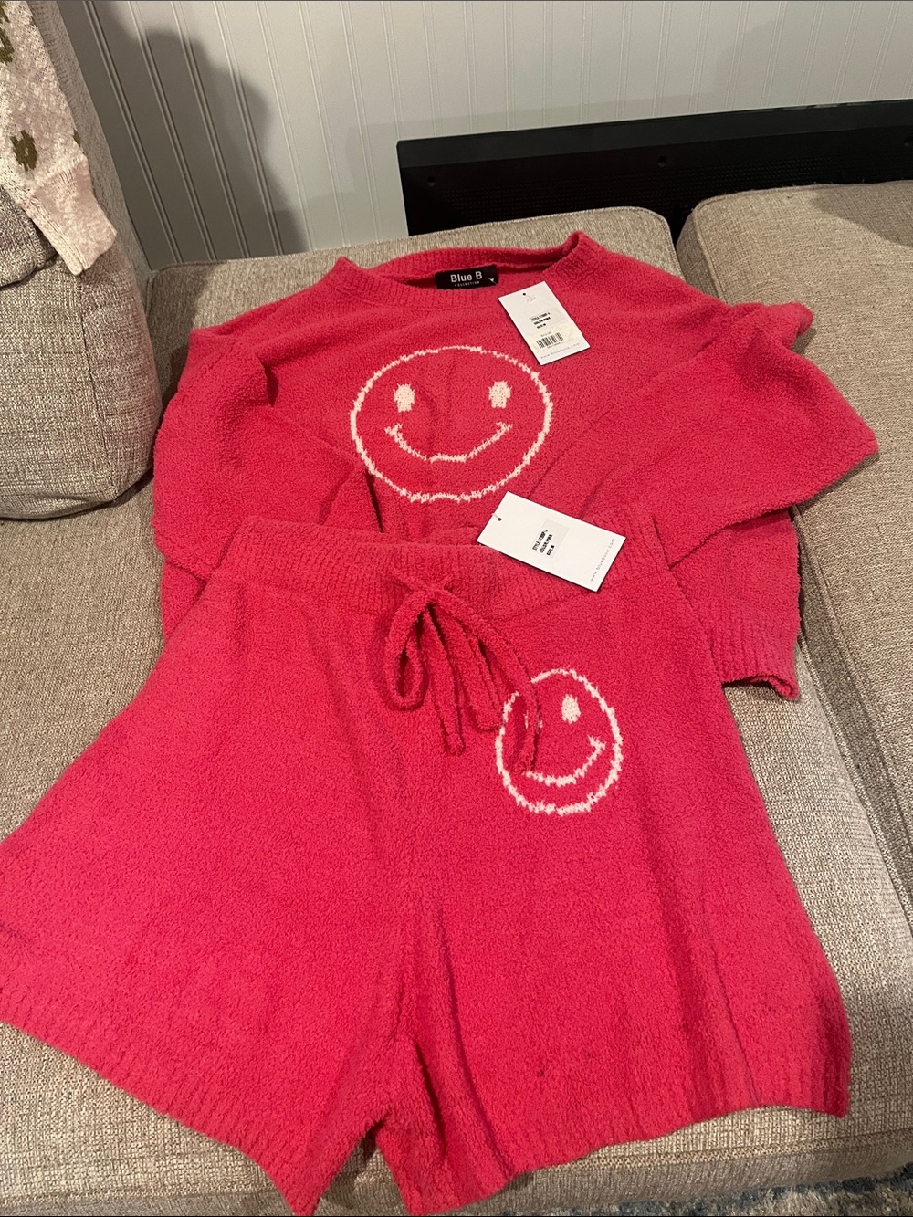 Blue B Fuchsia Smile Knit Crewneck Sweater